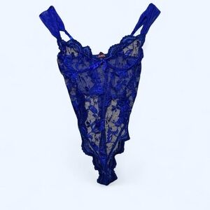 Vintage Y2K Frederick's of Hollywood Royal Blue Lace Chemise